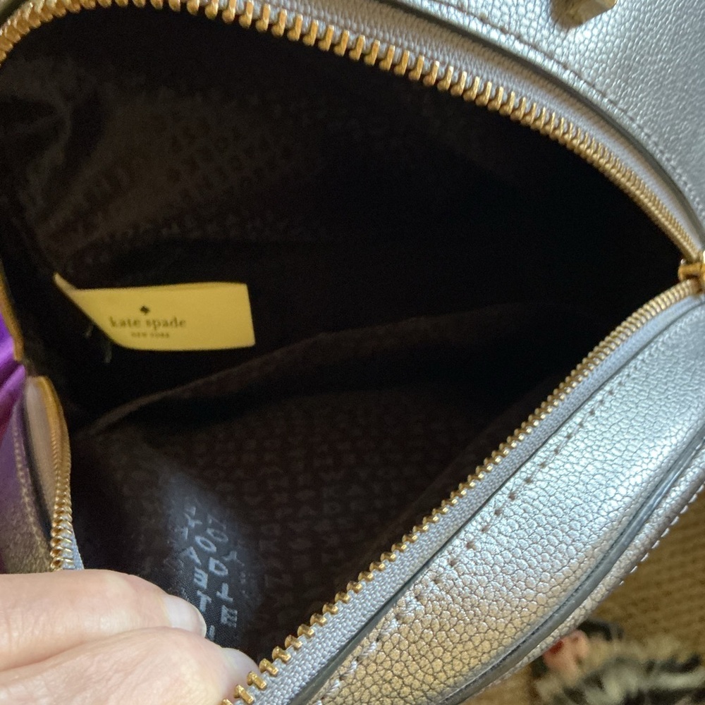 kate spade Metallic Silver Pebbled Leather Backpack - Picture 5 of 5